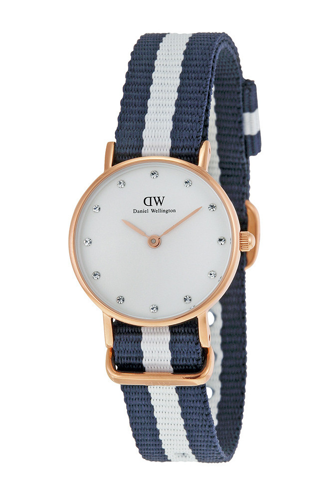 丹尼尔·惠灵顿(daniel wellington) 26mm金色小表盘 蓝白尼龙表带女