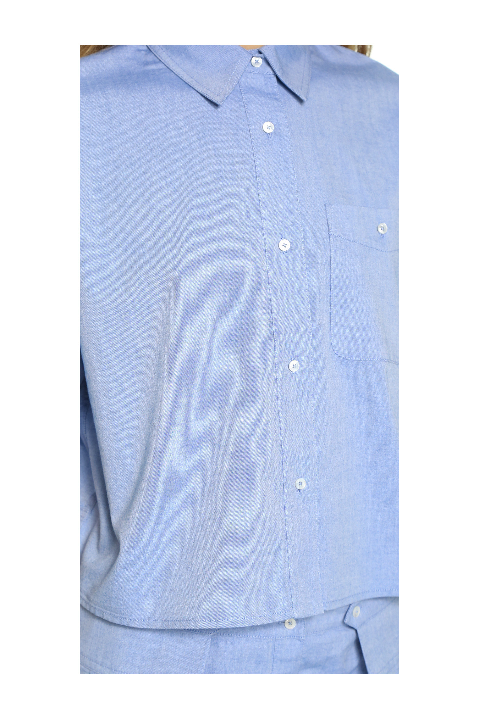 t by alexander wang 棉质牛津布宽松版型超短衬衣 #海军蓝