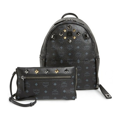 mcm 黑色水钻双肩包 #black