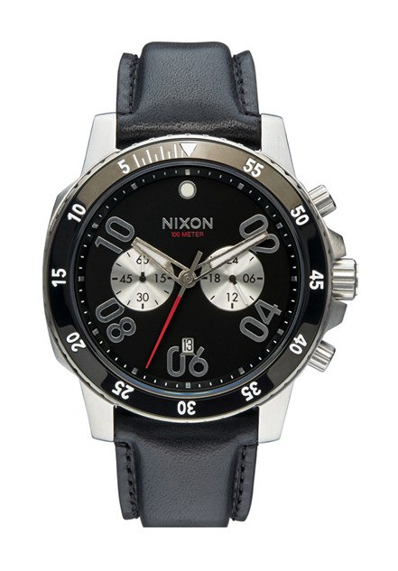 尼克松(nixon) 男士真皮表带手表 #black/ black