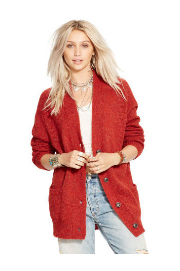 拉夫·劳伦(ralph lauren) mohair-blend cardigan #mountain red