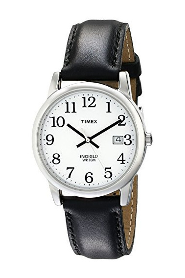 天美时(timex) mens easy reader watch #black leather/white
